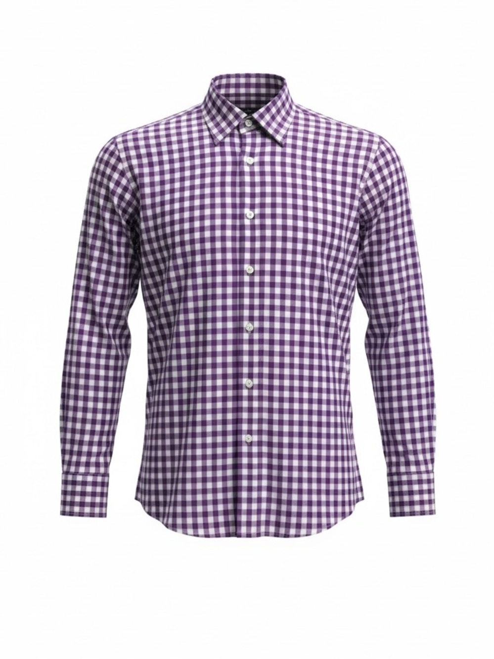 BERLIONI Comfort Fit Purple‎ and white gingham dress shirt size 15-15.5/34-35.